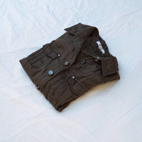 Italian, army green, button-up dress - Picture 2 of 3